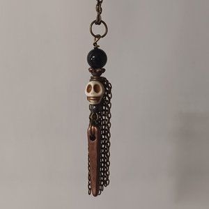skull head necklace with greek bead